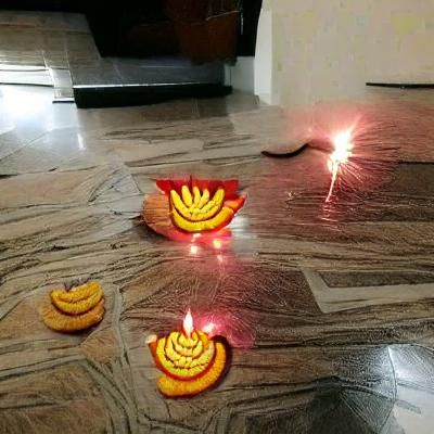Vibrant Diwali Celebration with Traditional Decor