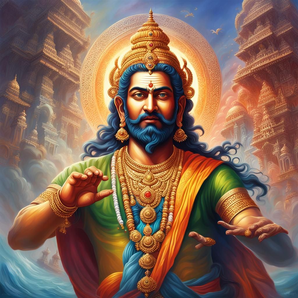 Hyperrealistic Vishnuduta Messengers in Splash Art Style