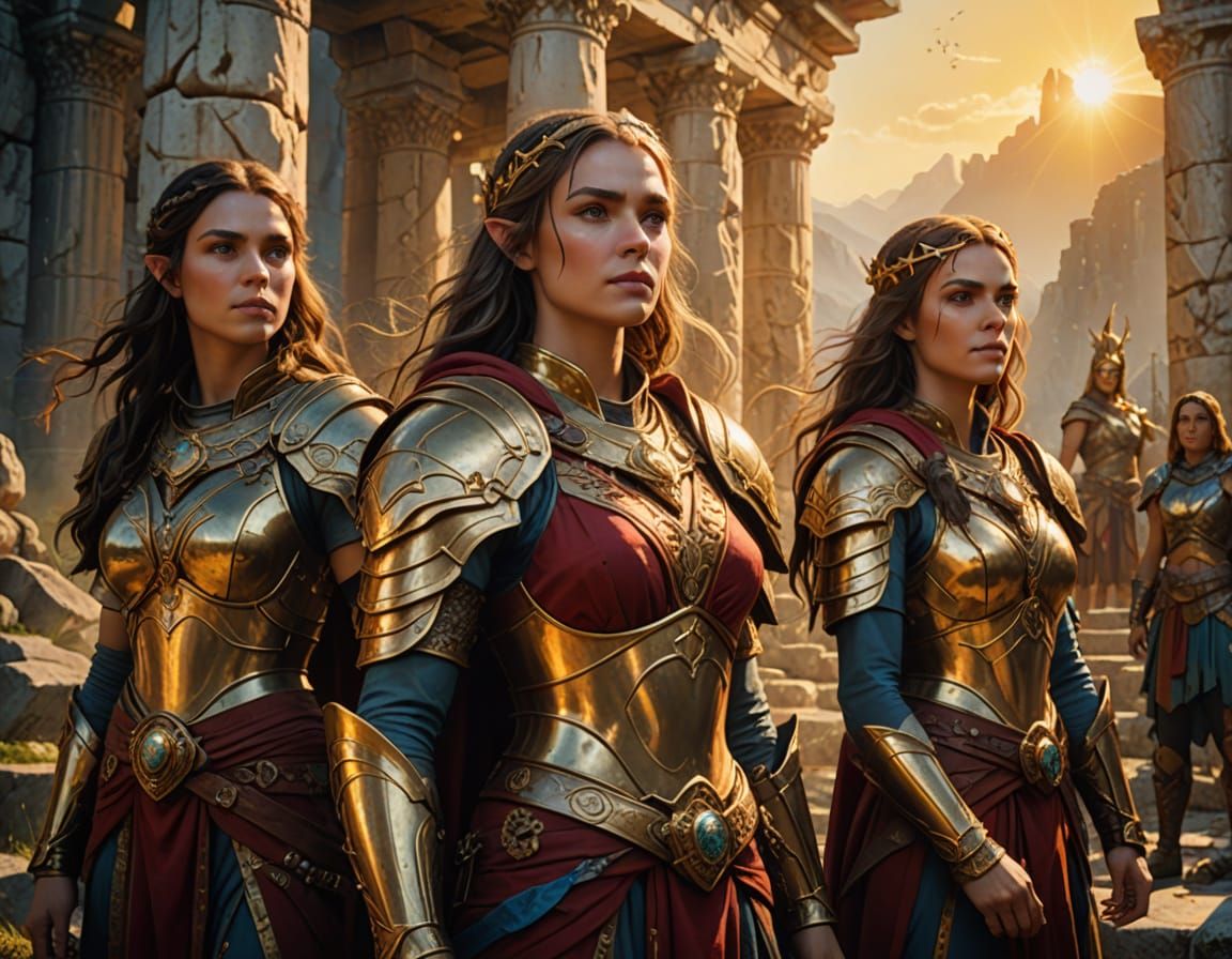 Fantasy Portrait of Adventurers in Oil Painting Style