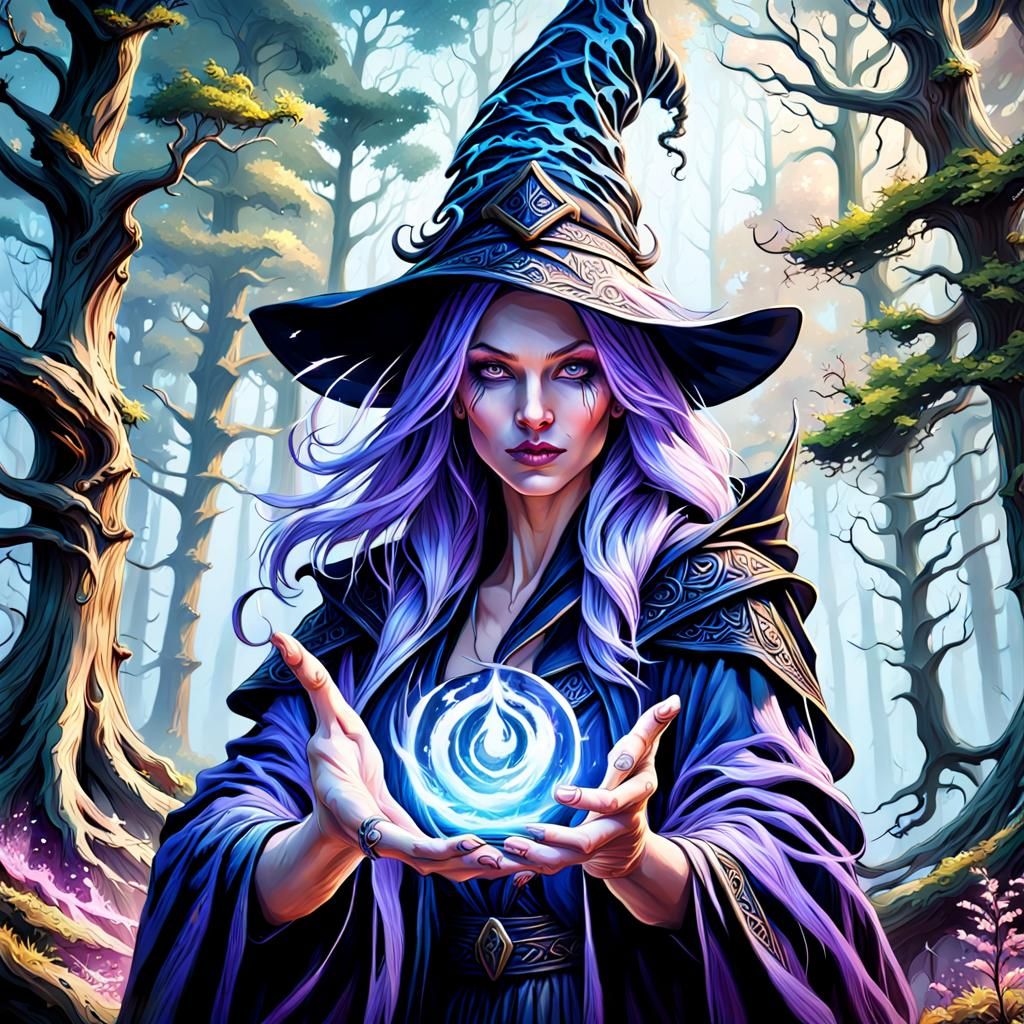 Sorceress Spellcasting in Dark Fantasy Style
