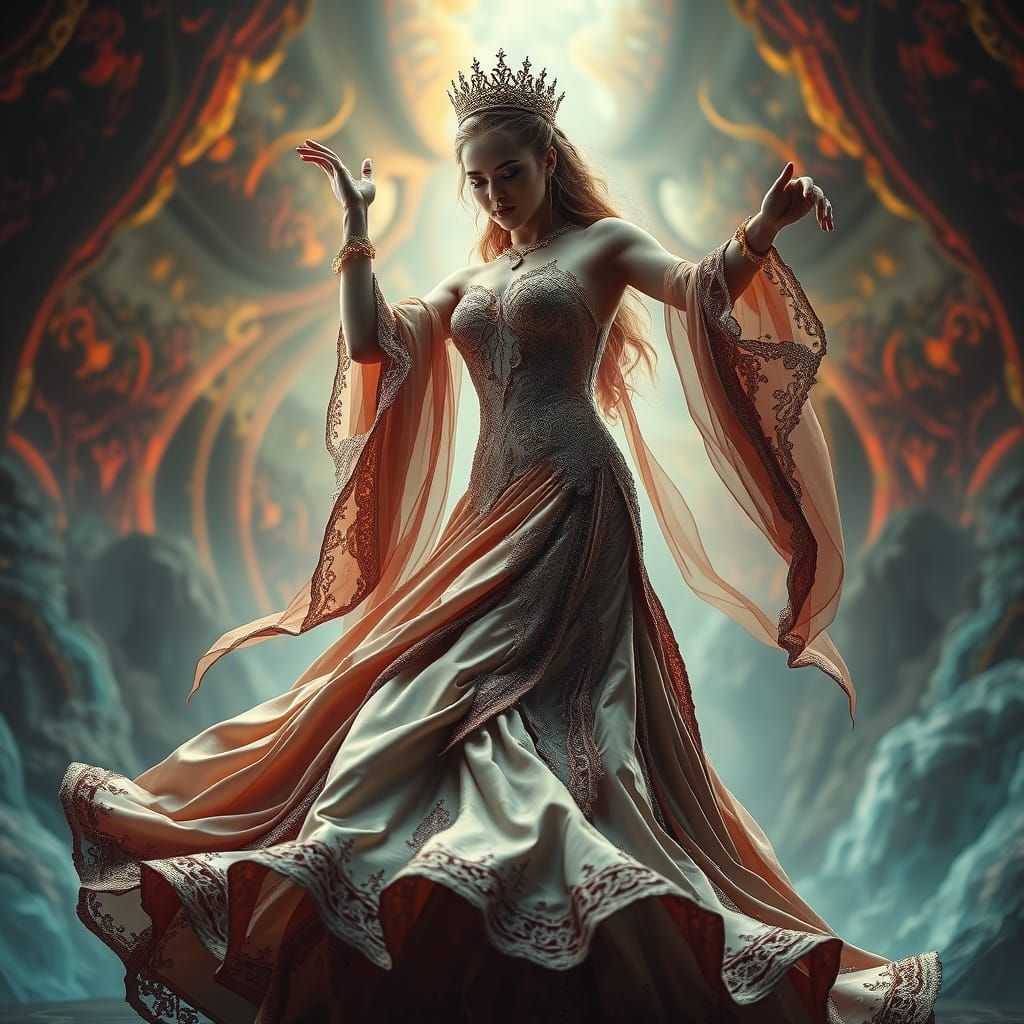 Elegant Regal Dancer in a Dreamlike Realm