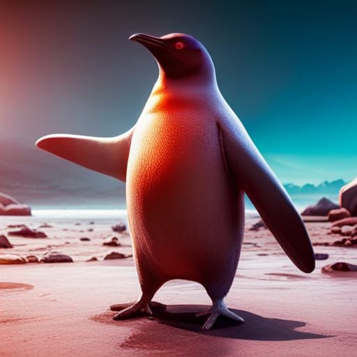 Penguin Sunburn in Detailed Matte Painting