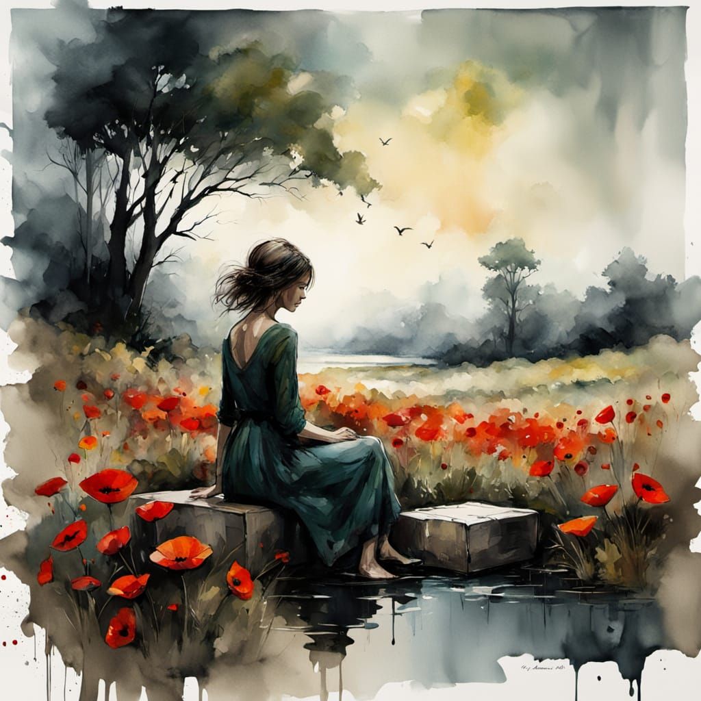 A Young Runaway Girl Hopes for a Ride in the Countryside