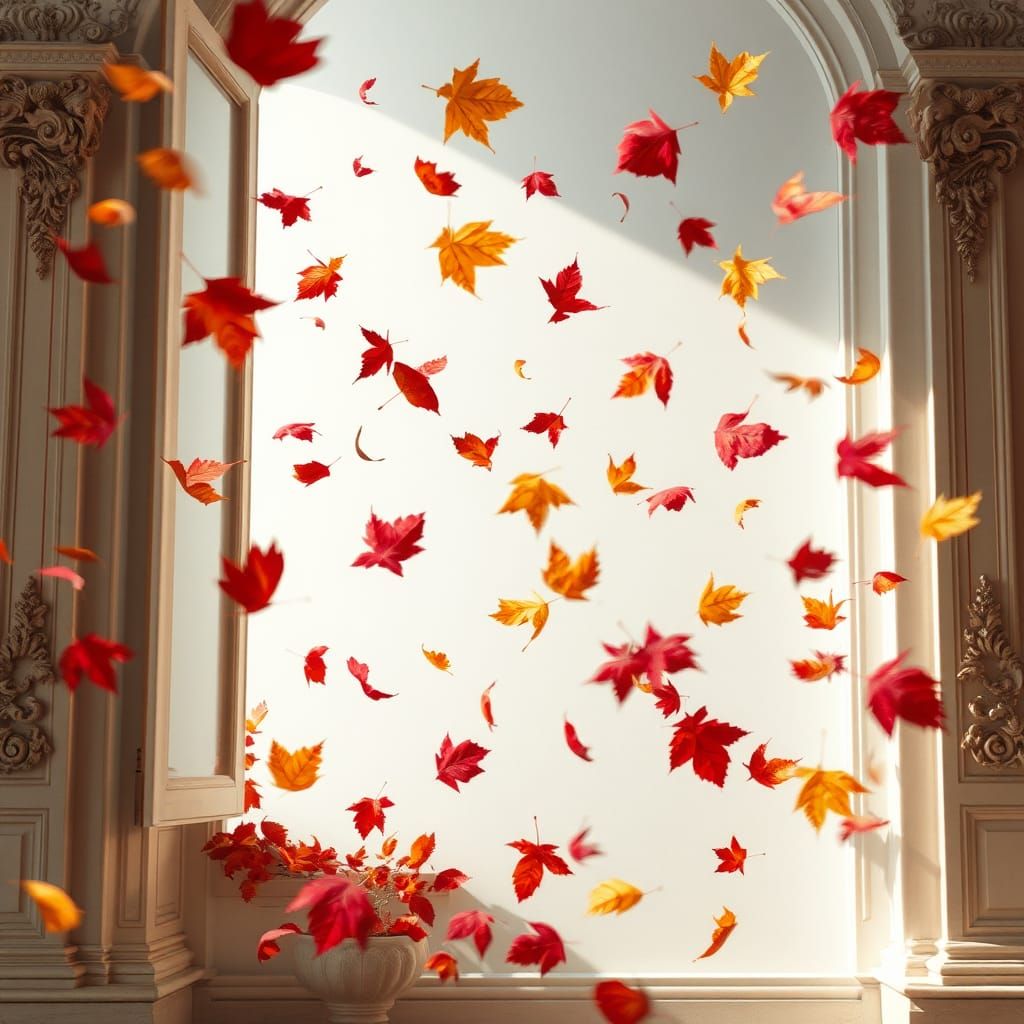 Leaves Dance in Museum: Hyperrealism Meets Abstract Art