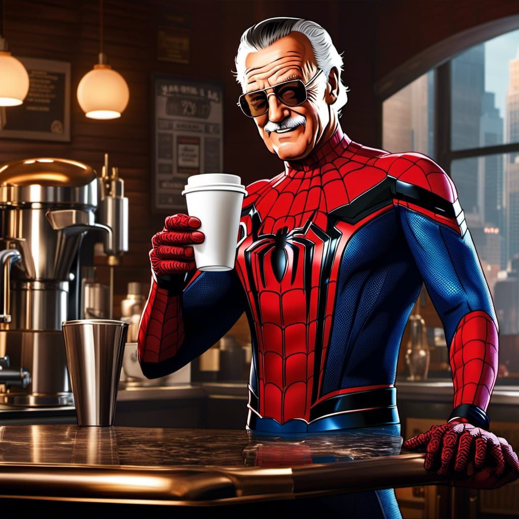 Unmasked Spider-Man as Coffee Bartender in 8k
