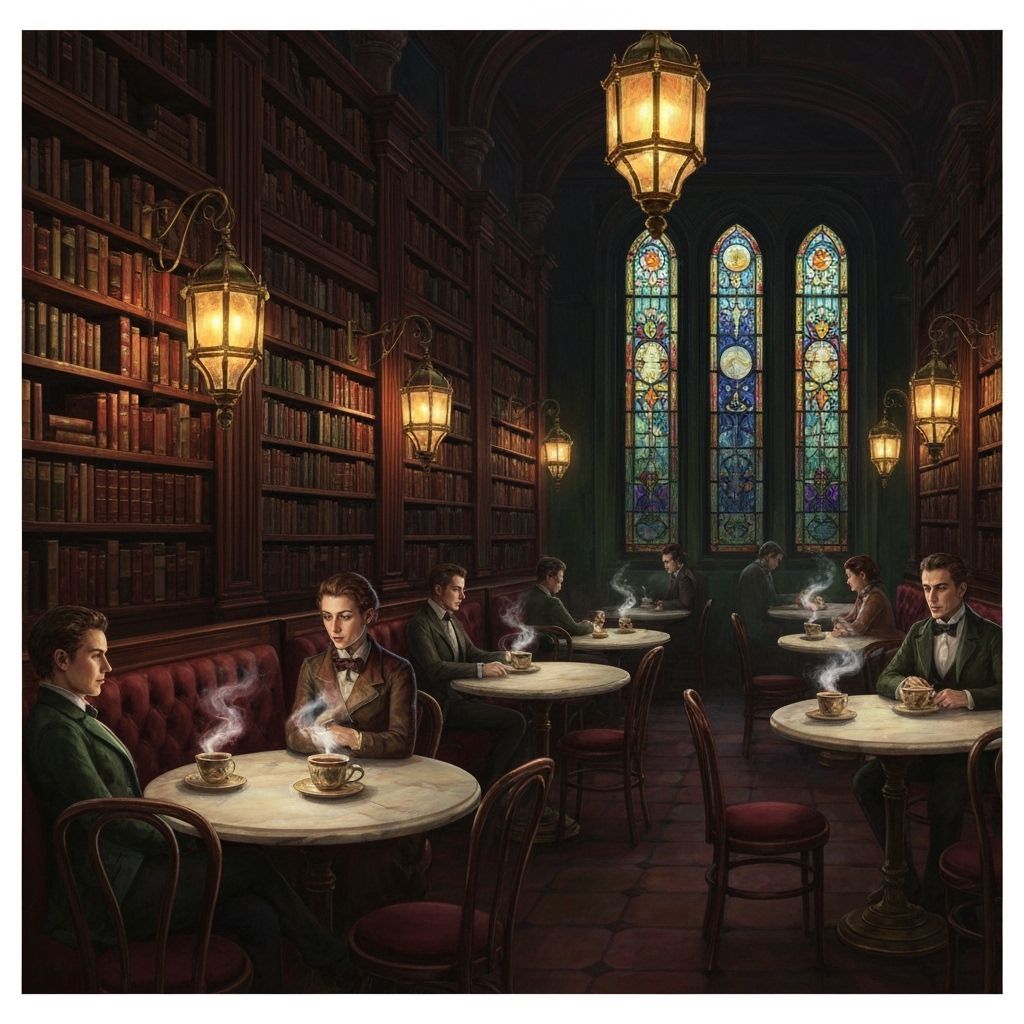 Dark Fantasy Victorian Cafe Oil Painting