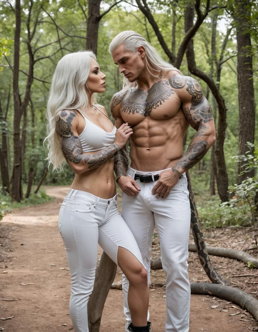 Dynamic Image of Man with Snake Tattoo