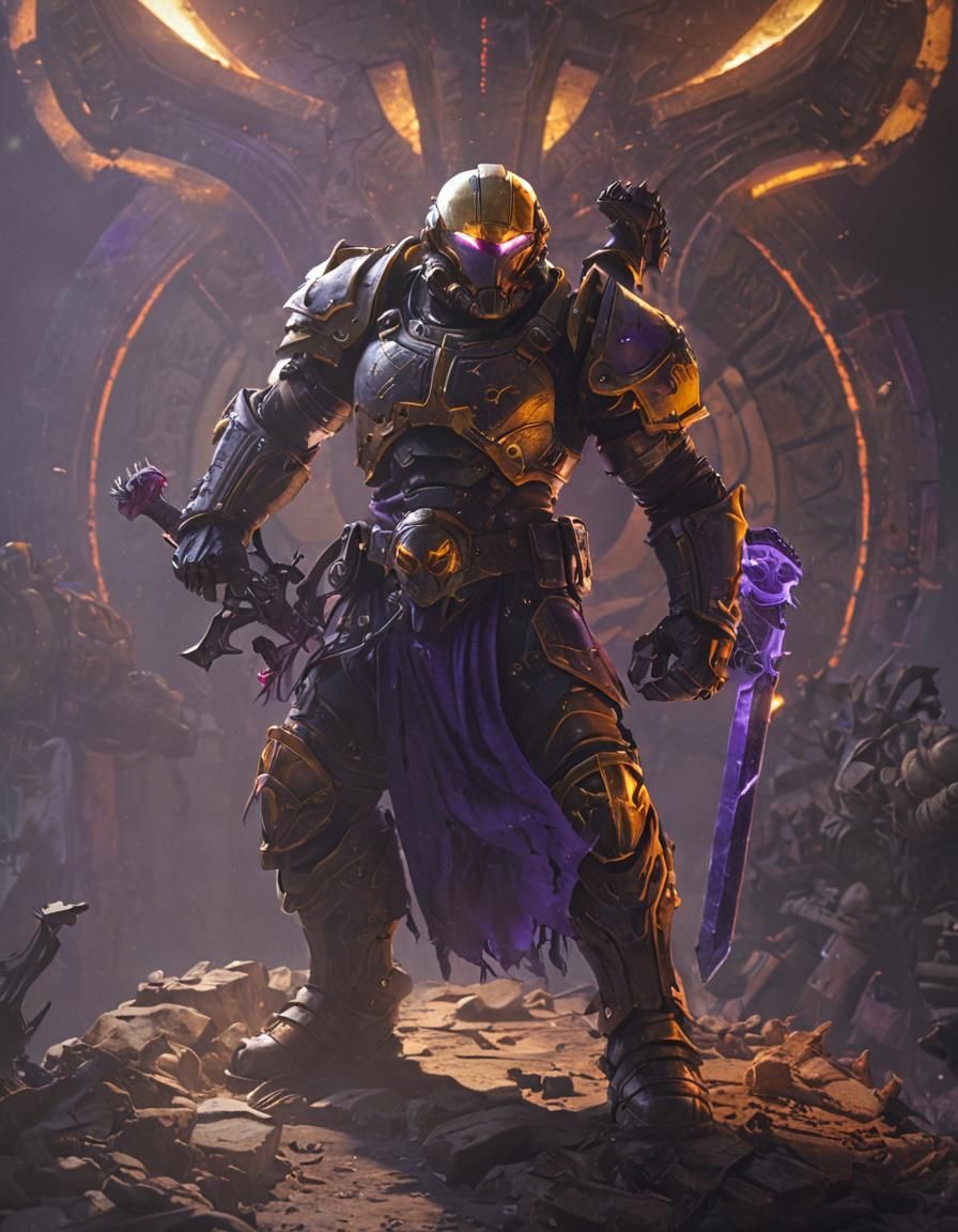 Doomslayer as Oath of Vengeance Paladin in Dark Fantasy