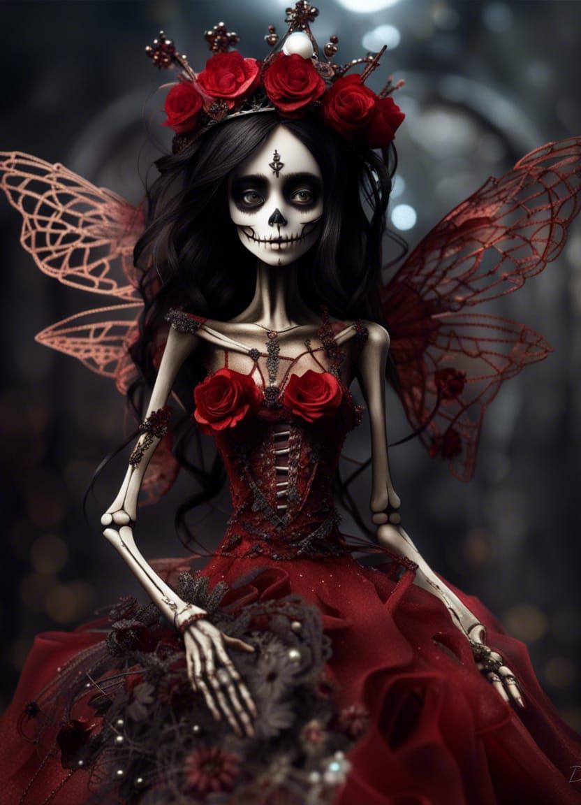 Zombie Fairy Skeleton Hybrid with Pearl Wings