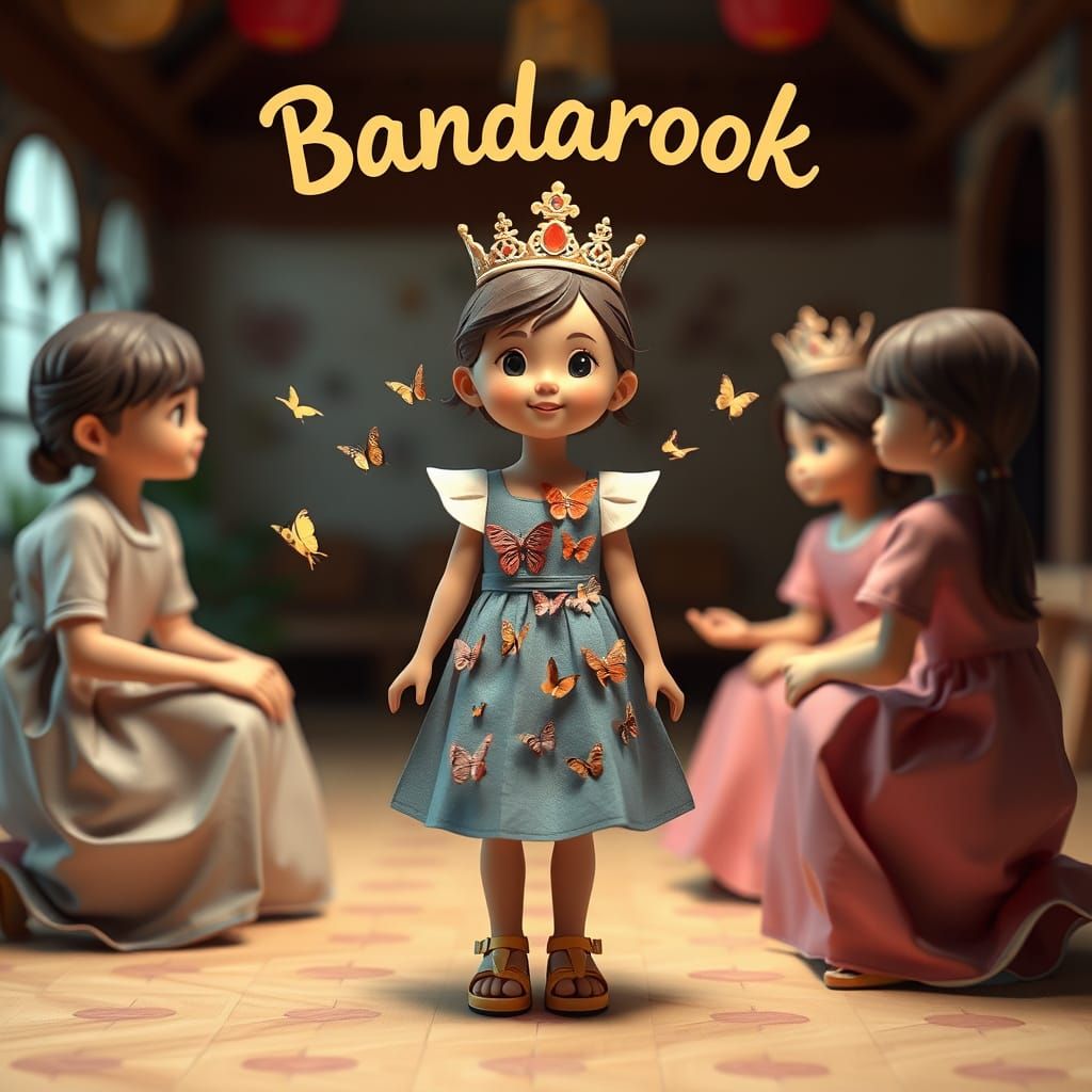 Origami Girl Plays Queen in Butterfly Dress