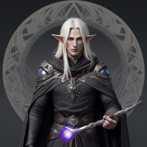 High Elf Sorcerer in Dark Fantasy Style