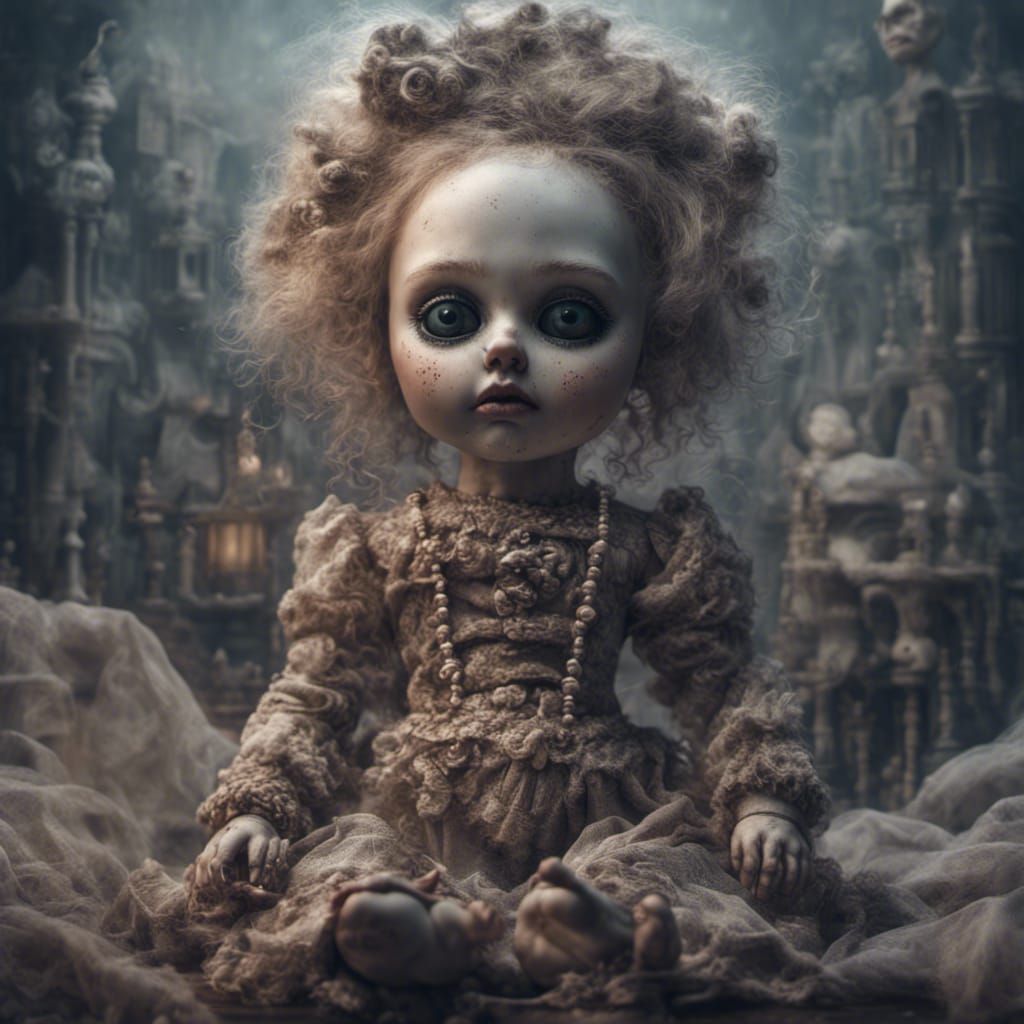 High Detail Creepy Doll in Digital Matte Painting