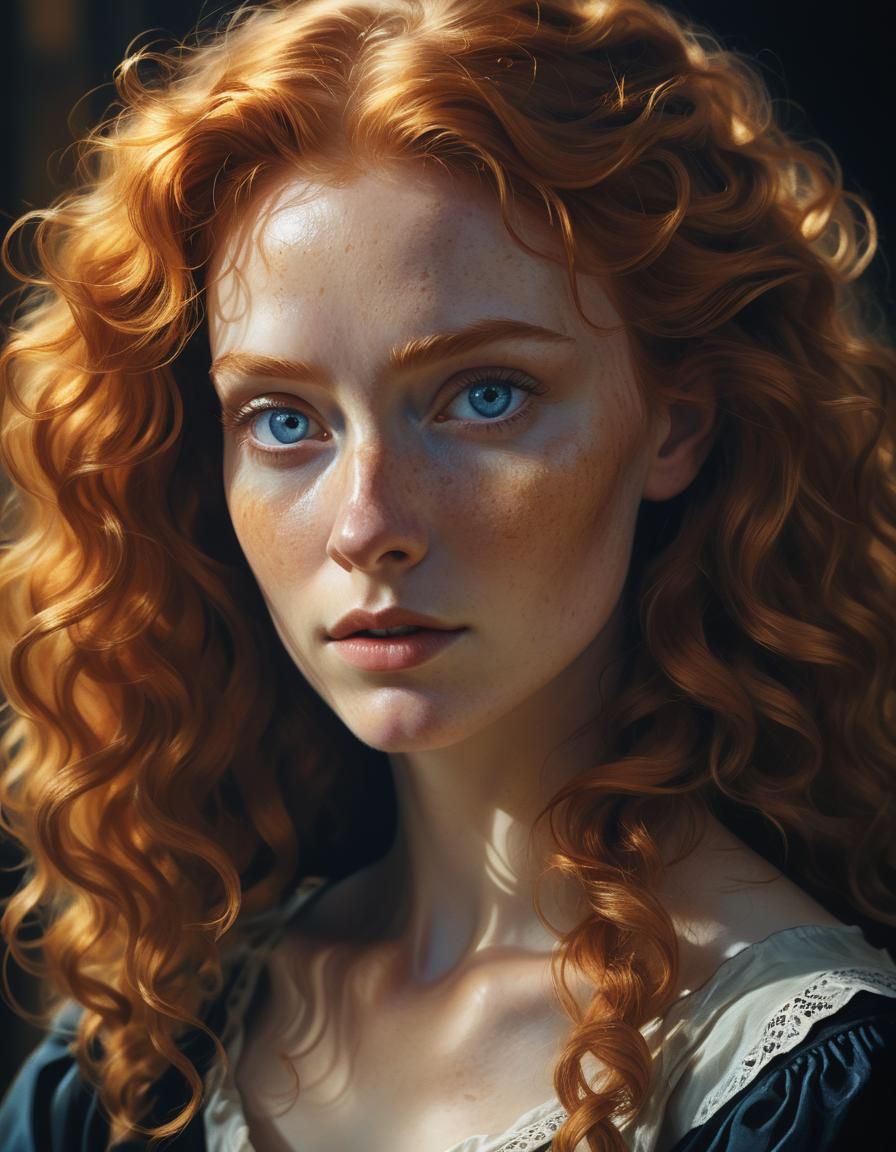 Ginger Haired Witch Portrait in Old Master Style