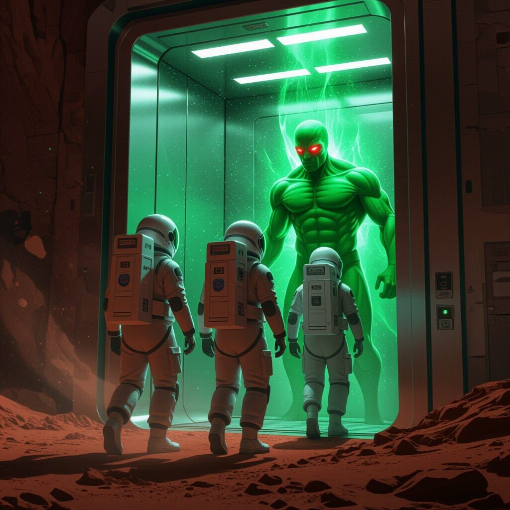 Martian Manhunter Hides Behind Astronauts on Mars in Digital...