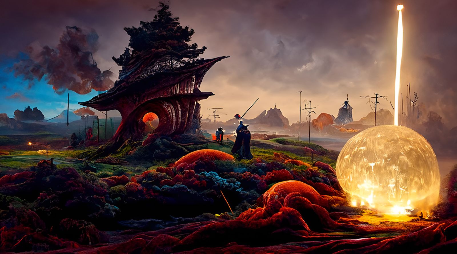 Fantasy Battlefield Meteor Strike: Digital Art