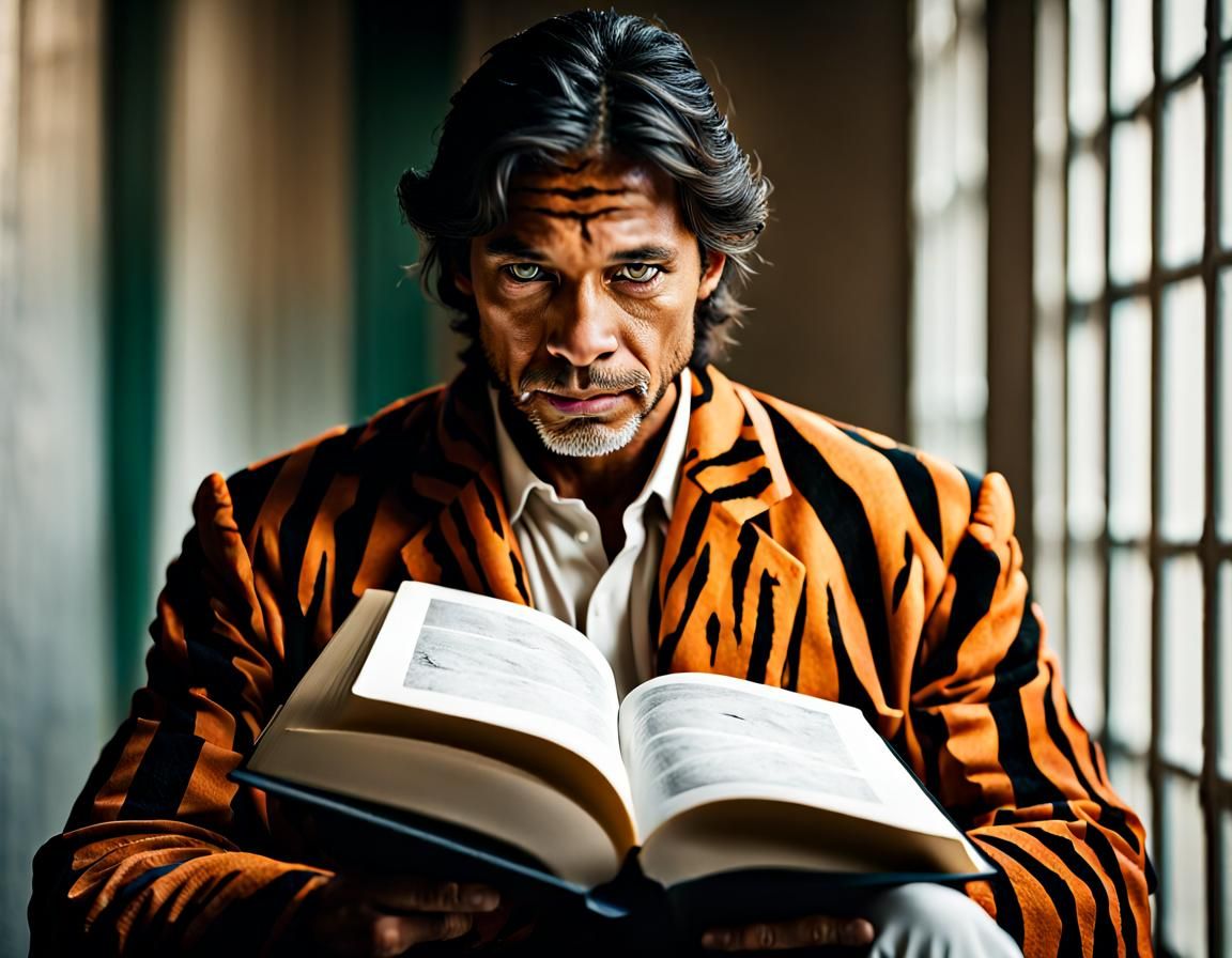 Tiger Reads Poetry: Professional Color Portrait