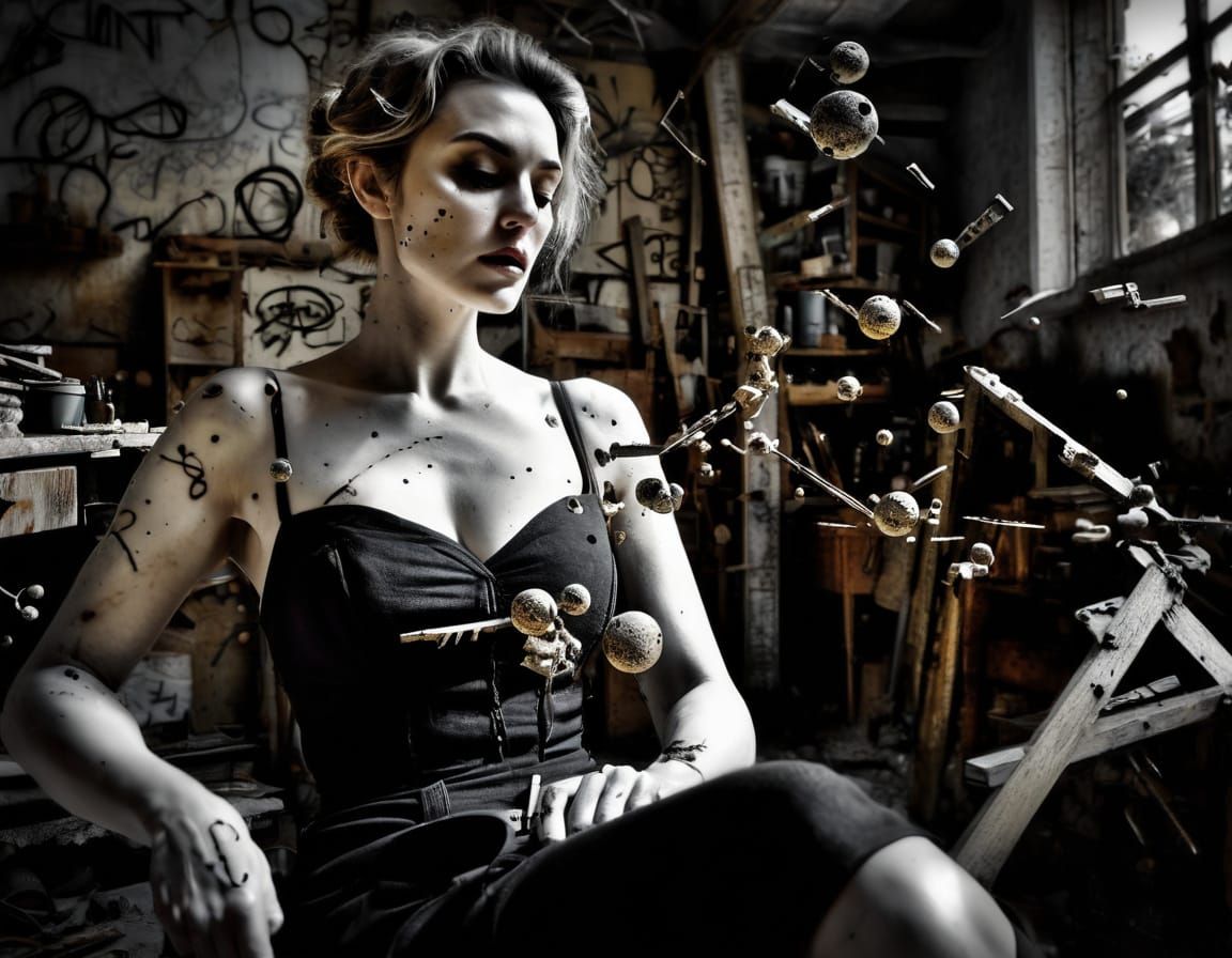 exploding worlds of decrepit old shabby organic graffito inf...