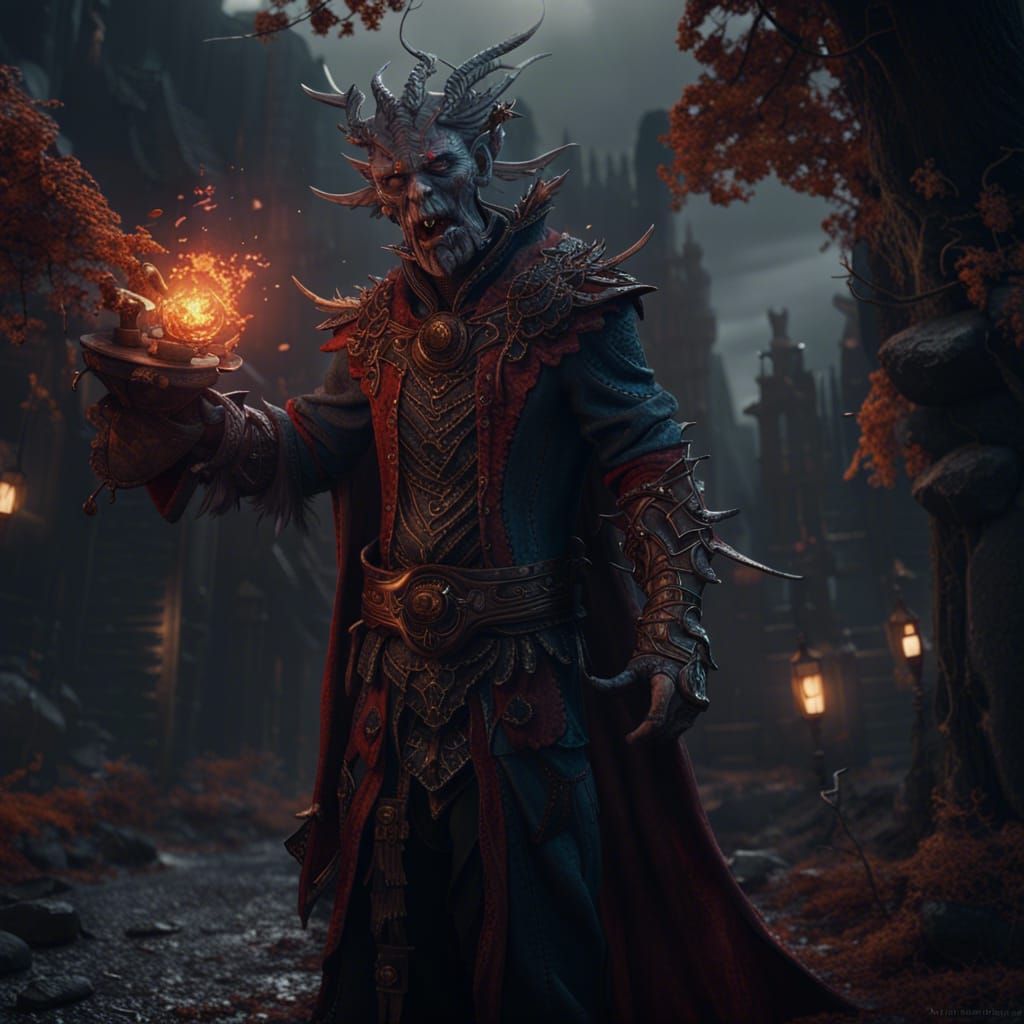 Detailed Matte Painting of a Wicked Man