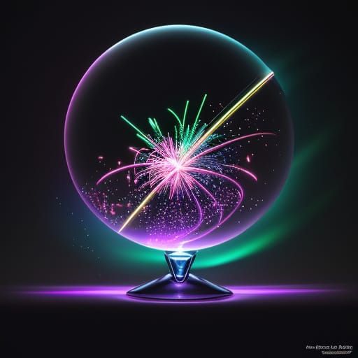 Futuristic Crystal Orb Reflecting Seattle Fireworks
