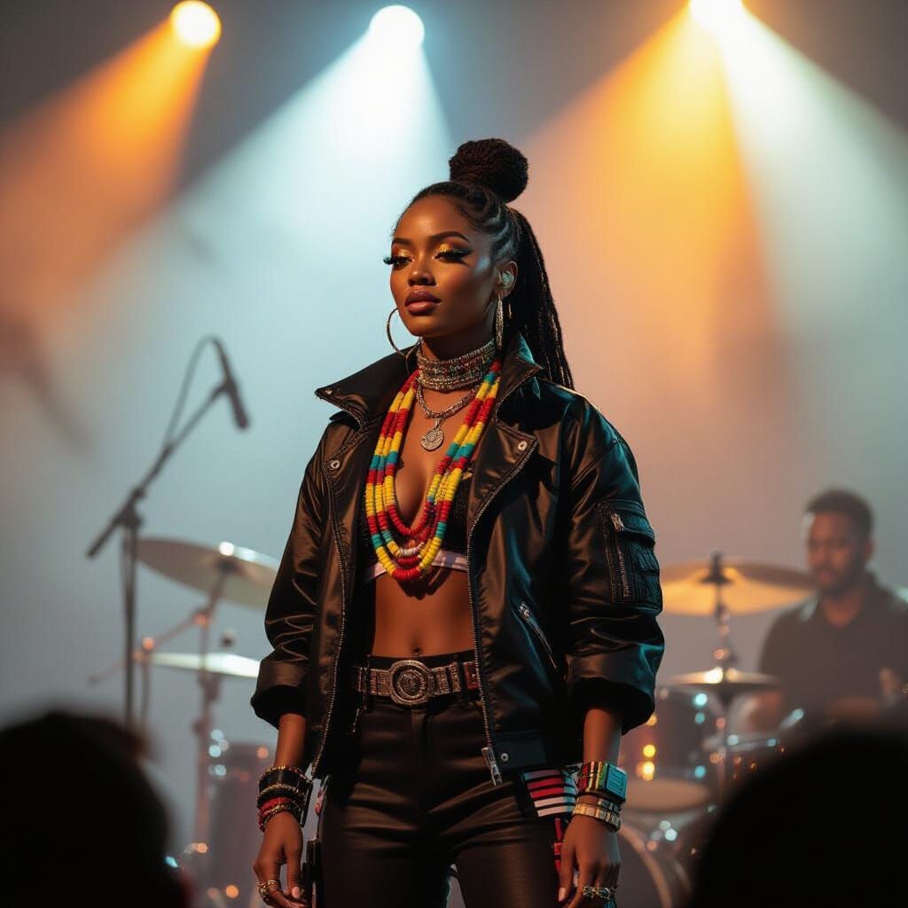 Afrofuturist Musician Silhouette on Stage