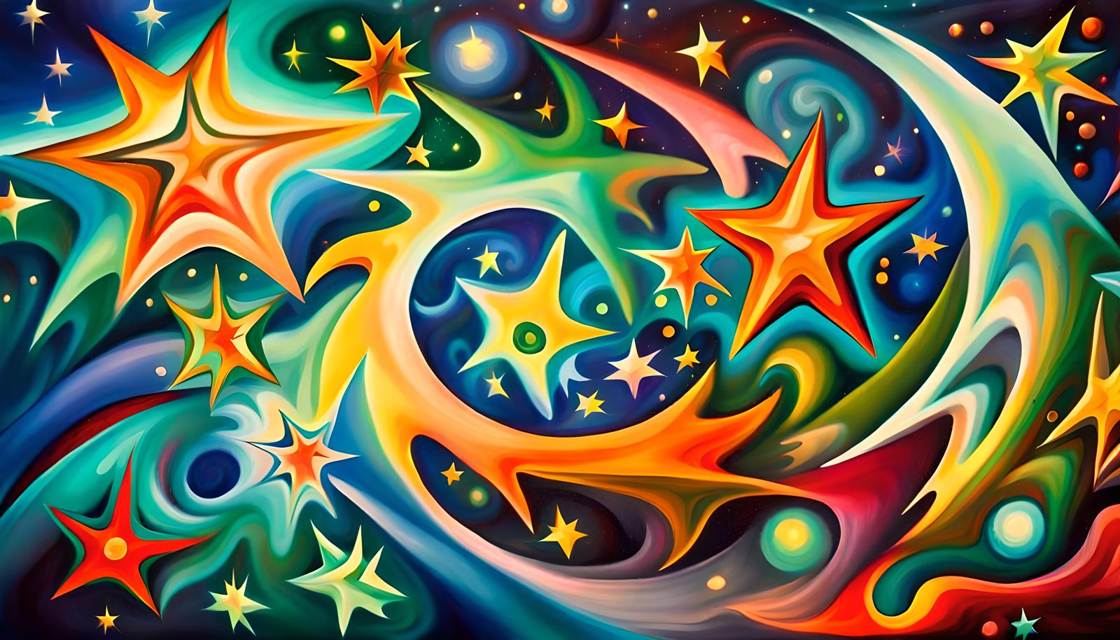 Iridescent Stars Swirling in Electro Magnetic Plasma