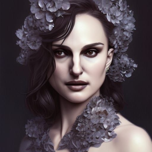 Natalie Portman as Goth Lace Witch Portrait