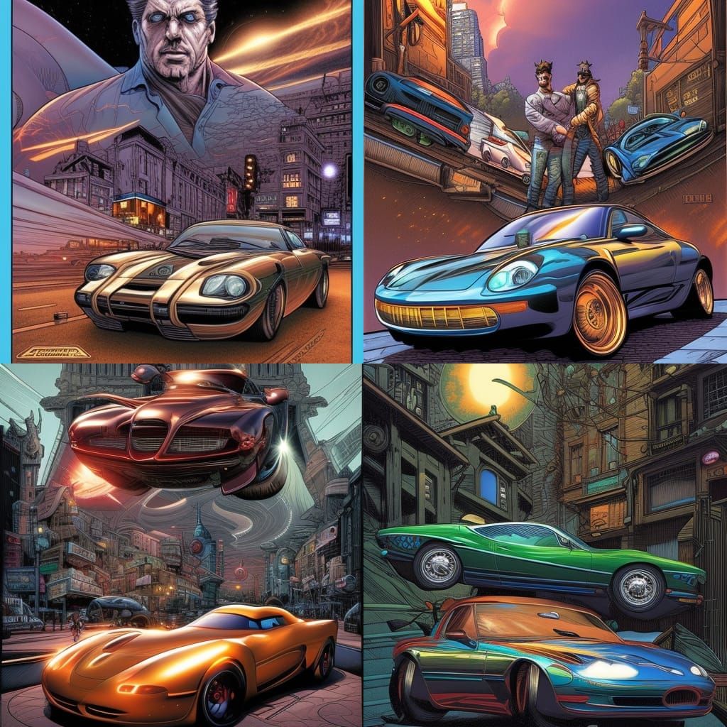 Comic Book Style Cars Illustration