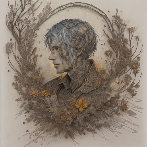 Mixed Media Drawing with Engraved Textures