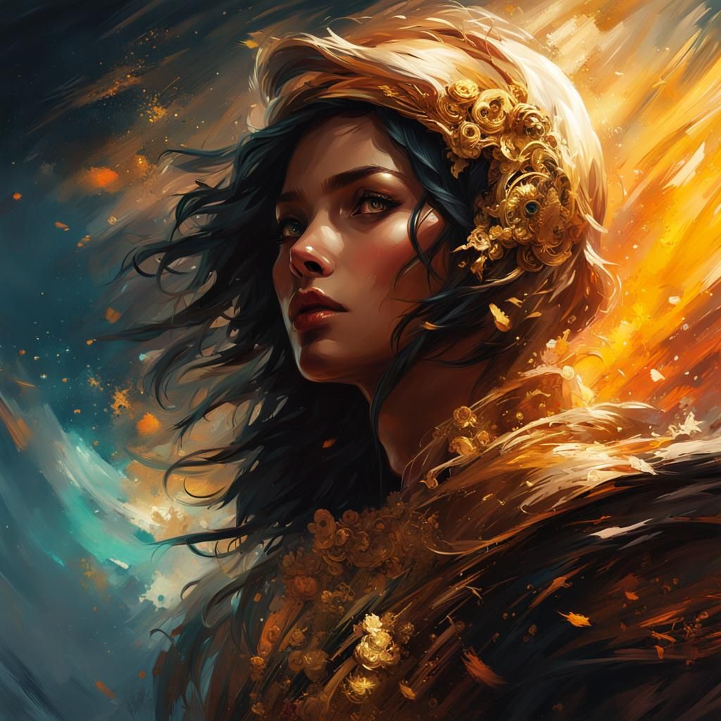 Paladin in Painterly Style Under Bright Stars