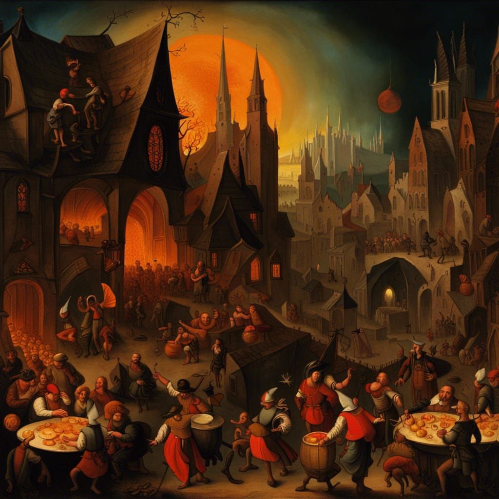 Oktoberfest Celebration in Hellish Boschian Landscape