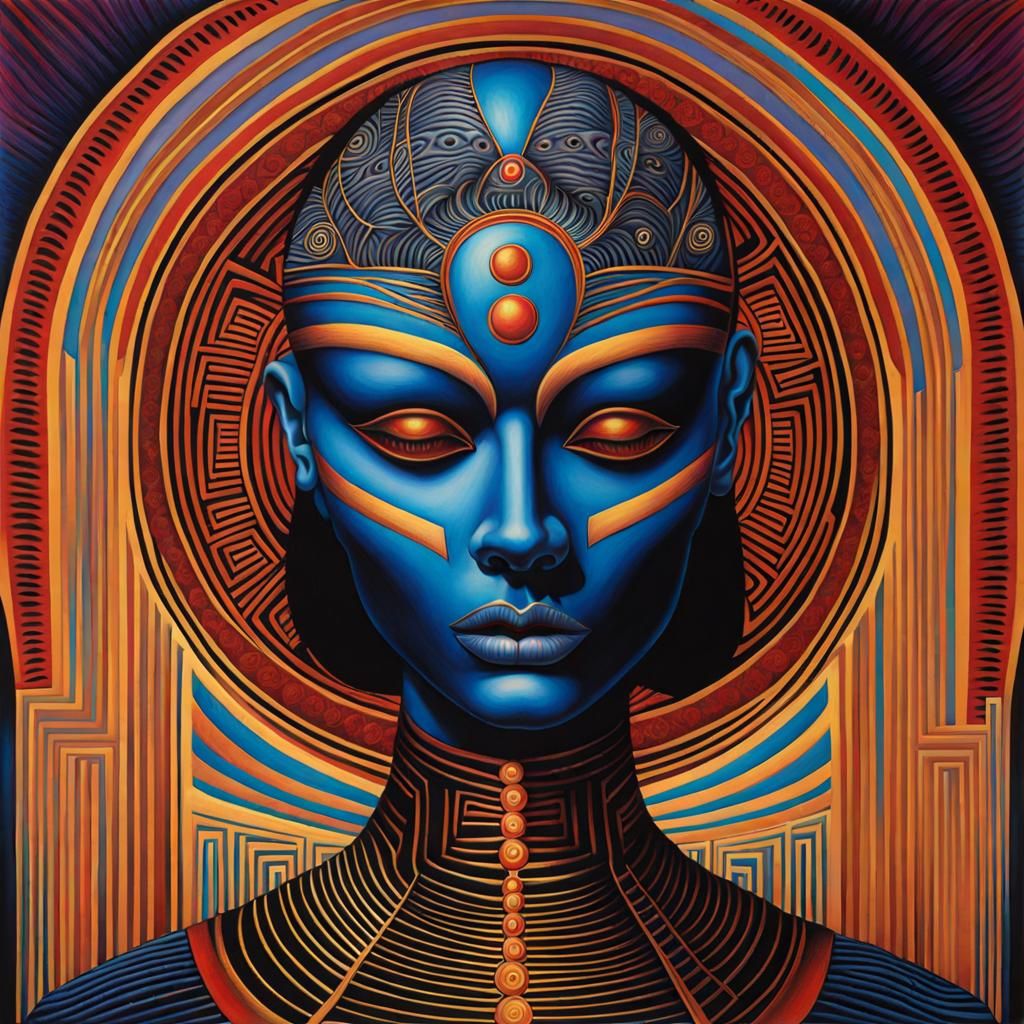 Girl with Death Mask in Visionary Art