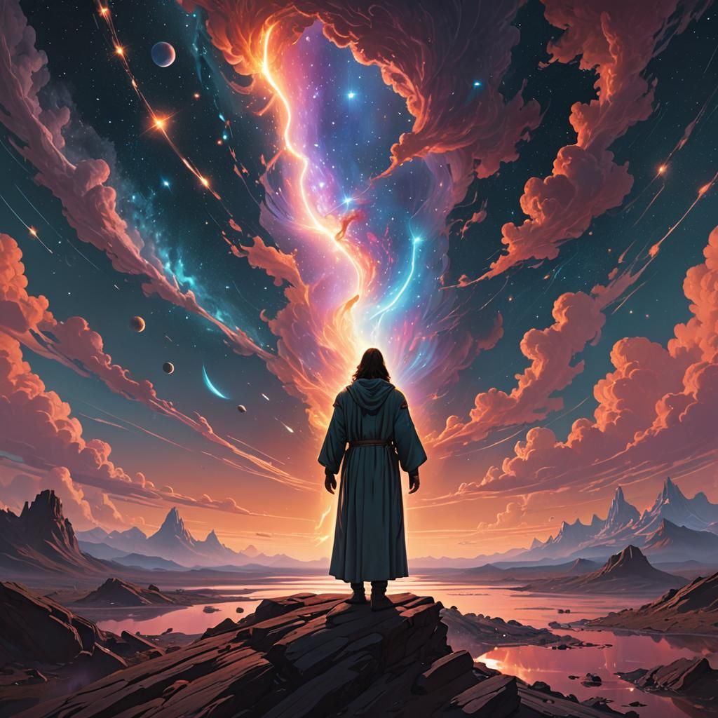 Ethereal Figure in Space: A Digital Painting