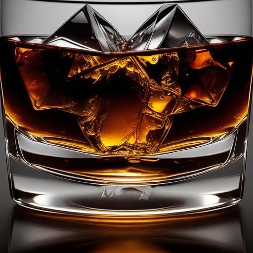 Face Reflected in Whisky Glass: Hyperrealistic Image