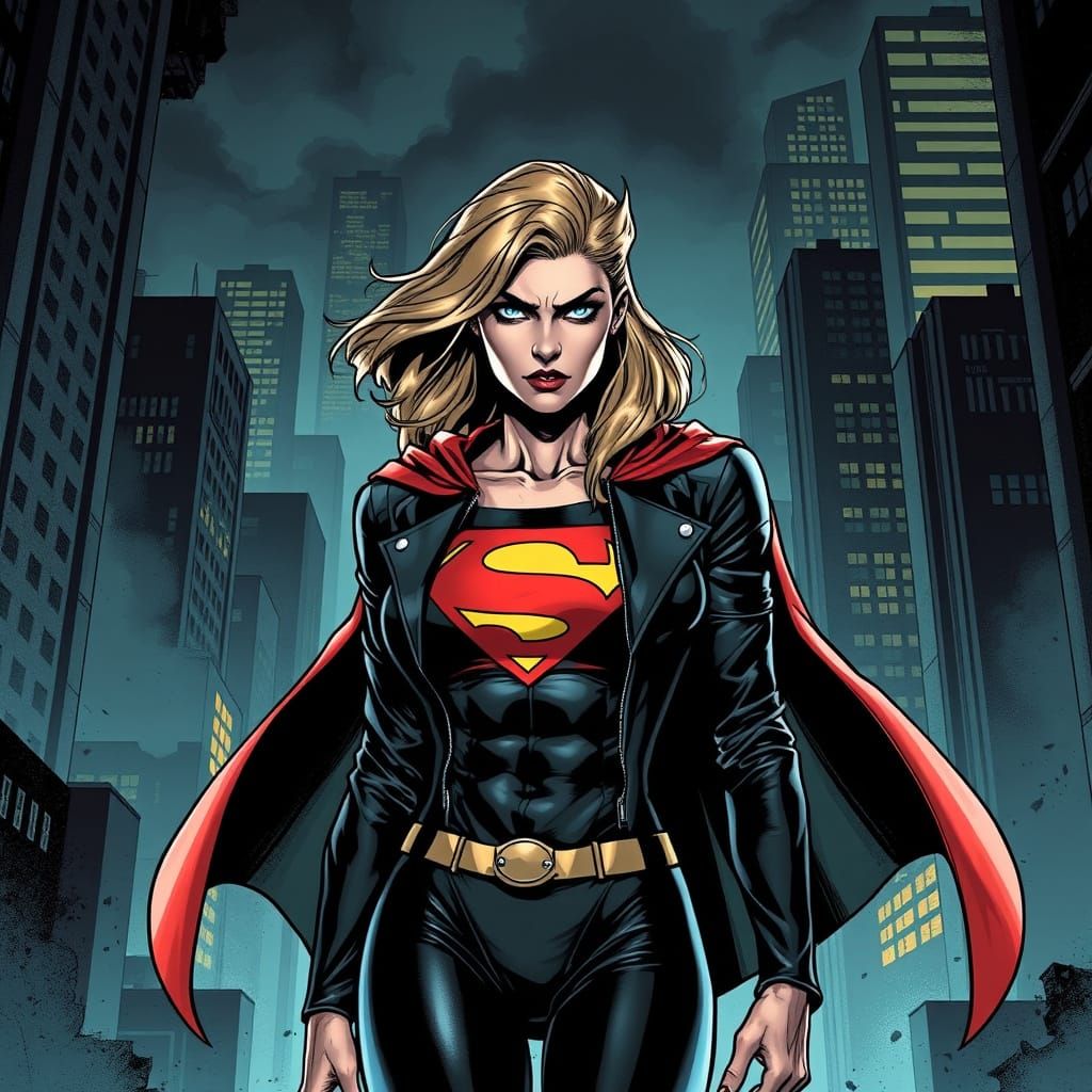 Supergirl as Villain in Dark Comic Book Art