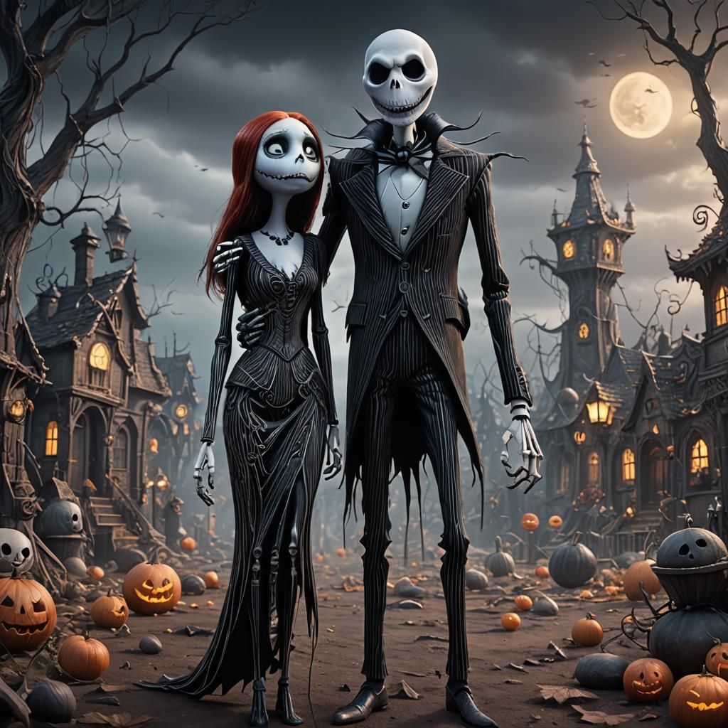 Jack Skellington and Sally: Epic Cinematic Digital Art