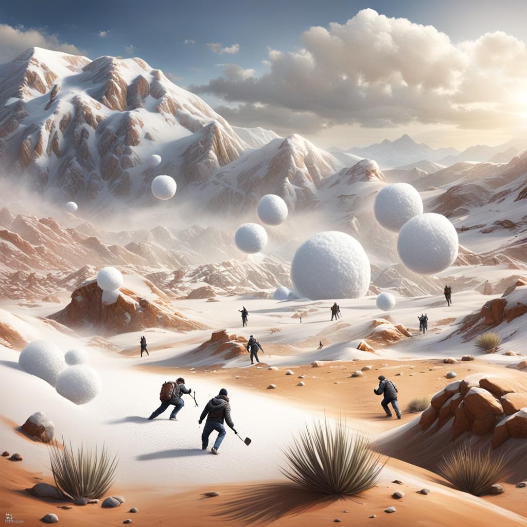 Snowball Fight in the Desert: Matte Painting