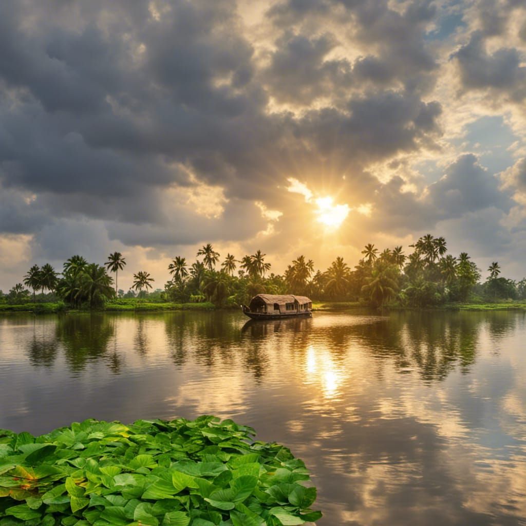 Kerala Backwaters with Houseboat in Divine Light