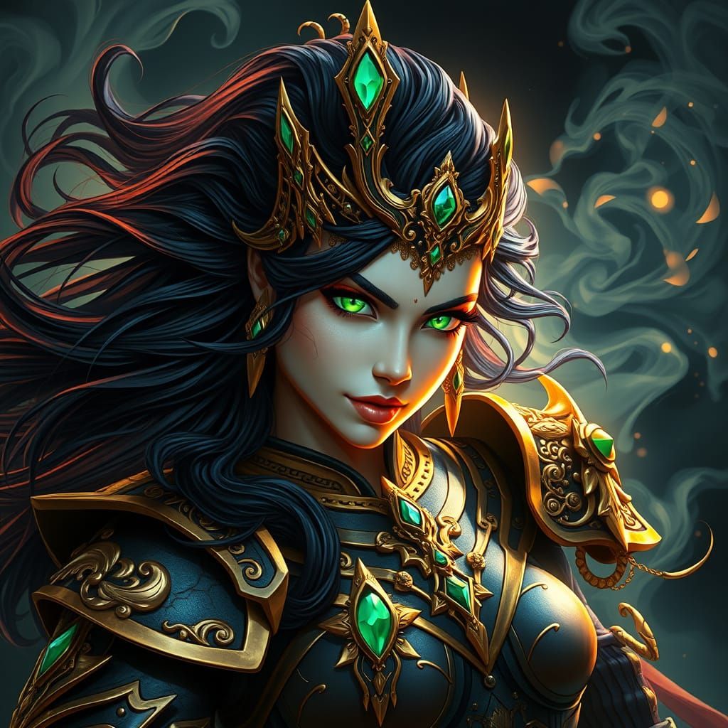 Ethereal Warrior Princess in Triadic Splendor