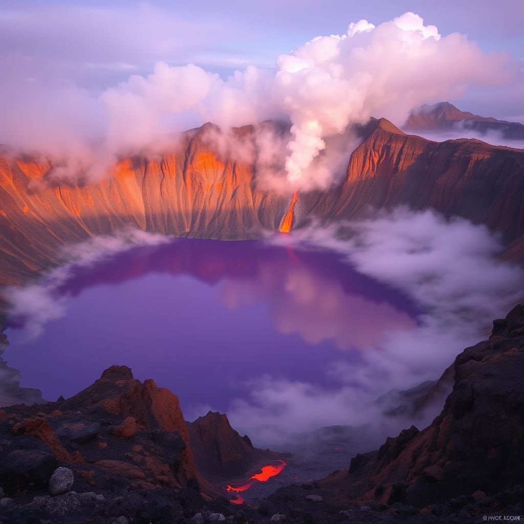 Ethereal Dawn in a Volcanic Wasteland