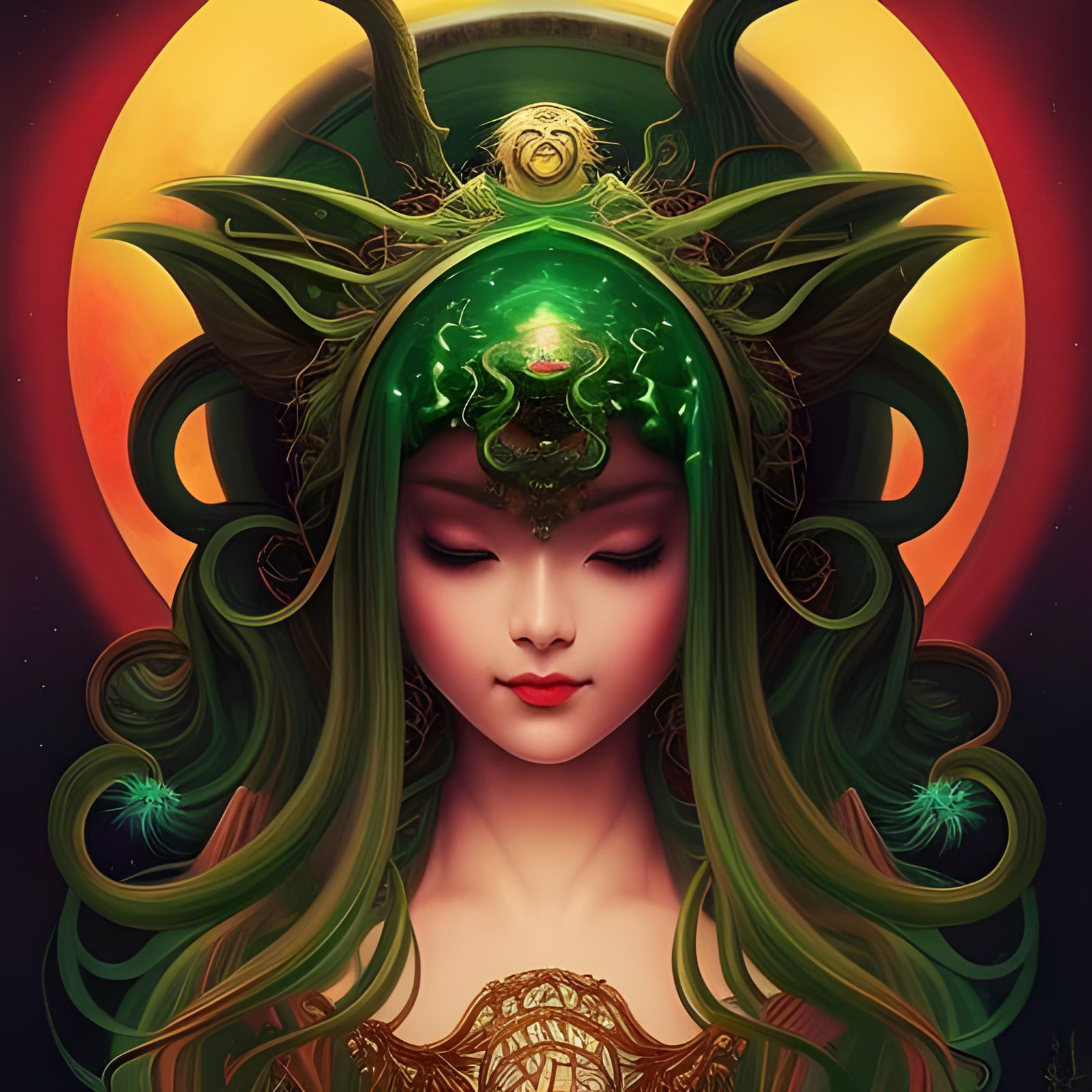 Kawaii Cthulhu Portal: Art Nouveau Mystical Art