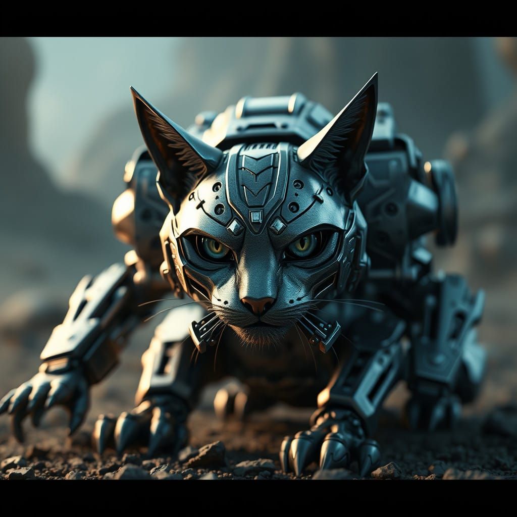 Cat in Futuristic Sci-Fi Armor