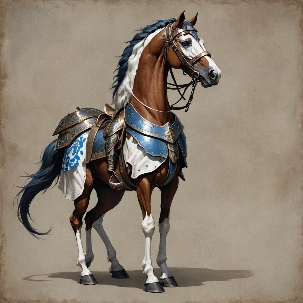 Armored Paint Horse with Blue Eyes
