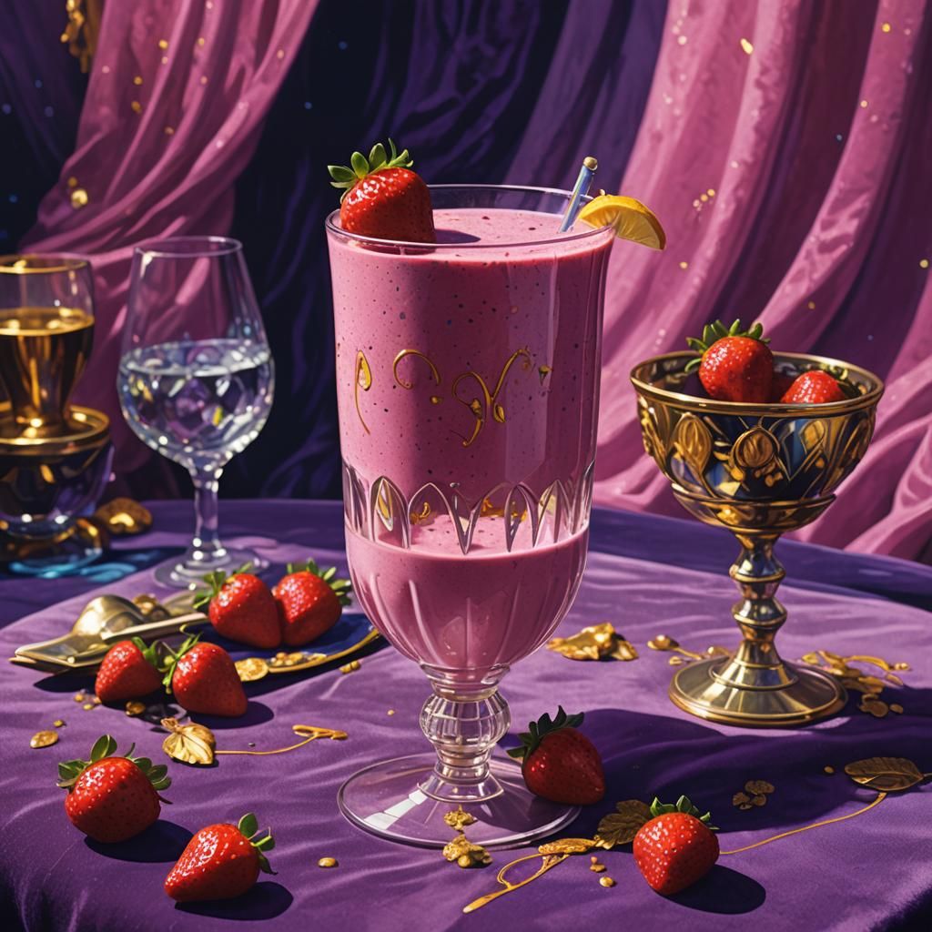 Strawberry Smoothie Concept Art in Fantasy Realism