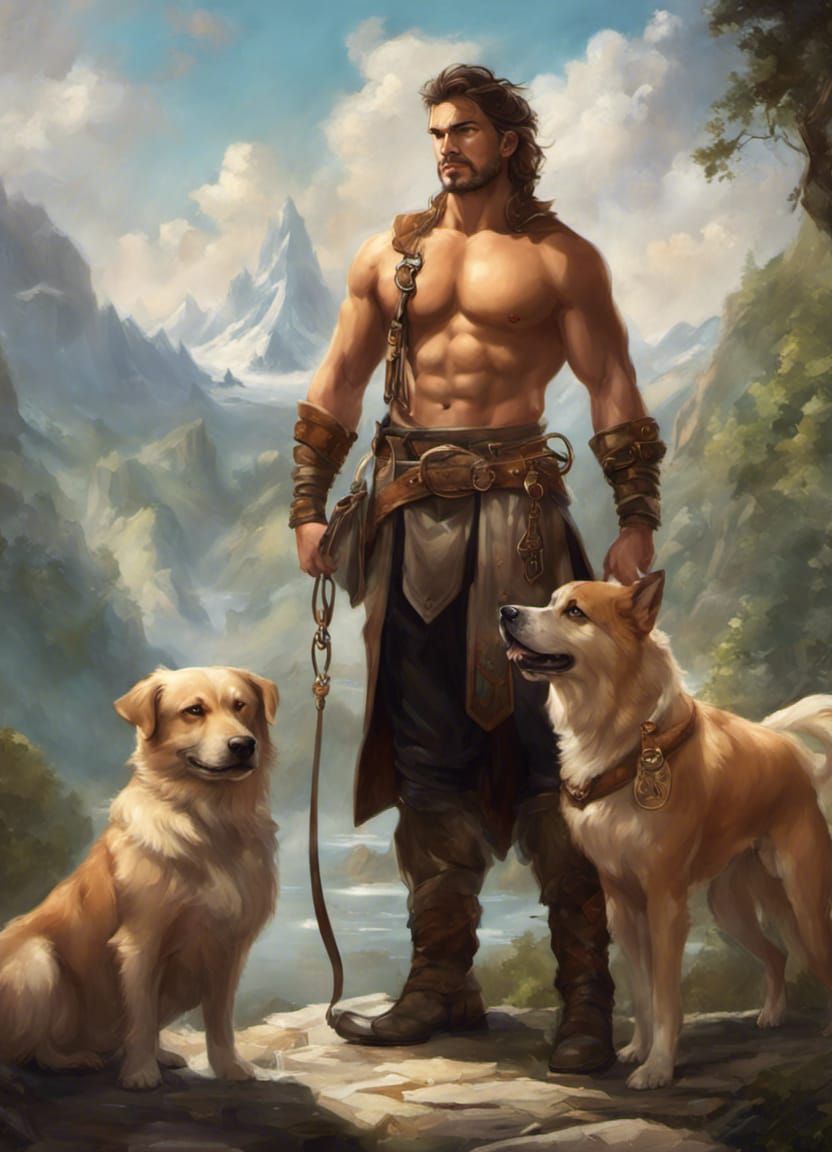 Epic Fantasy Art of a Dog Trainer