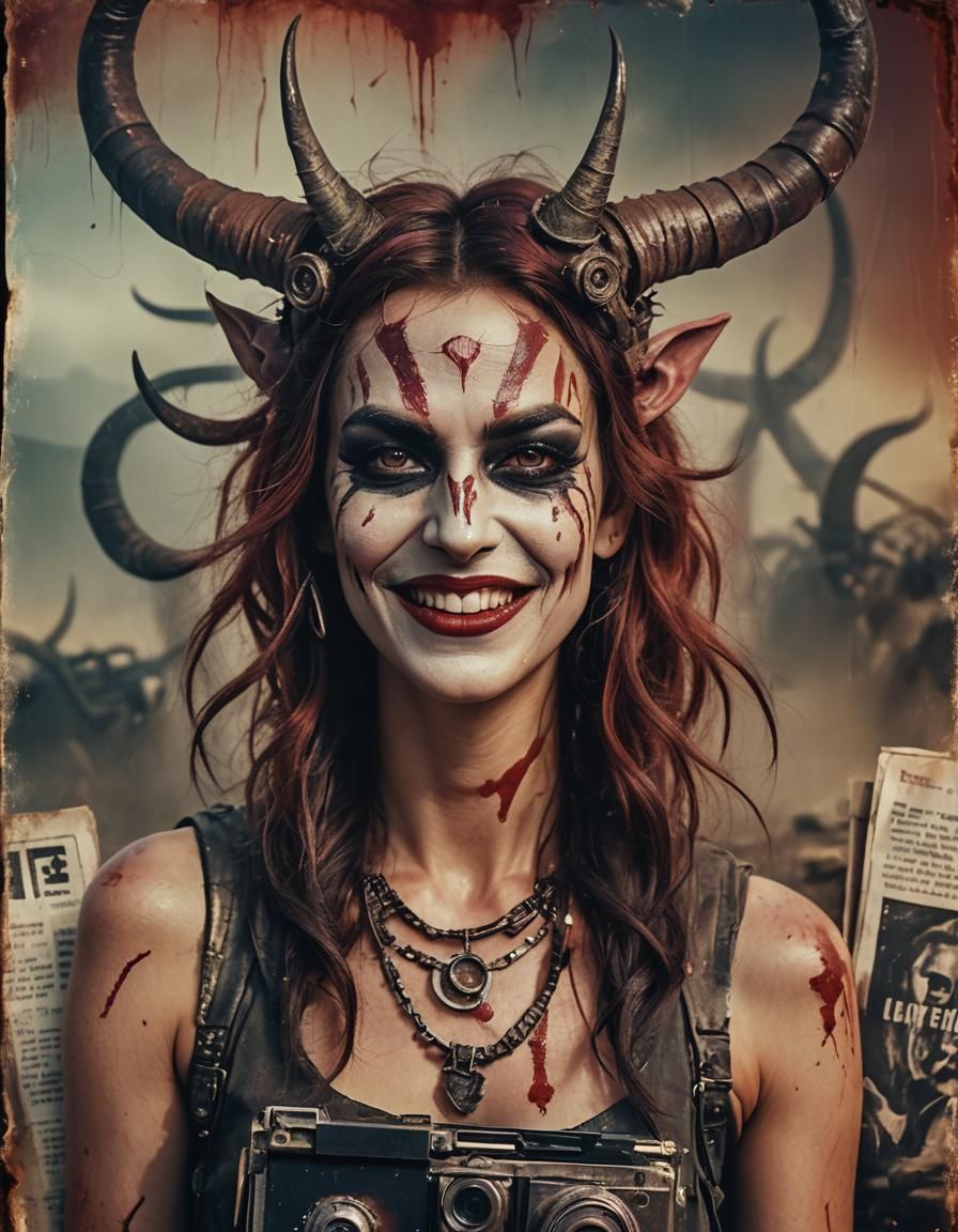 Fantasy Creature Portrait with Horns in Cinematic Style