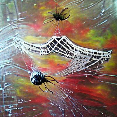 Fly in Spiderweb Acrylic Painting
