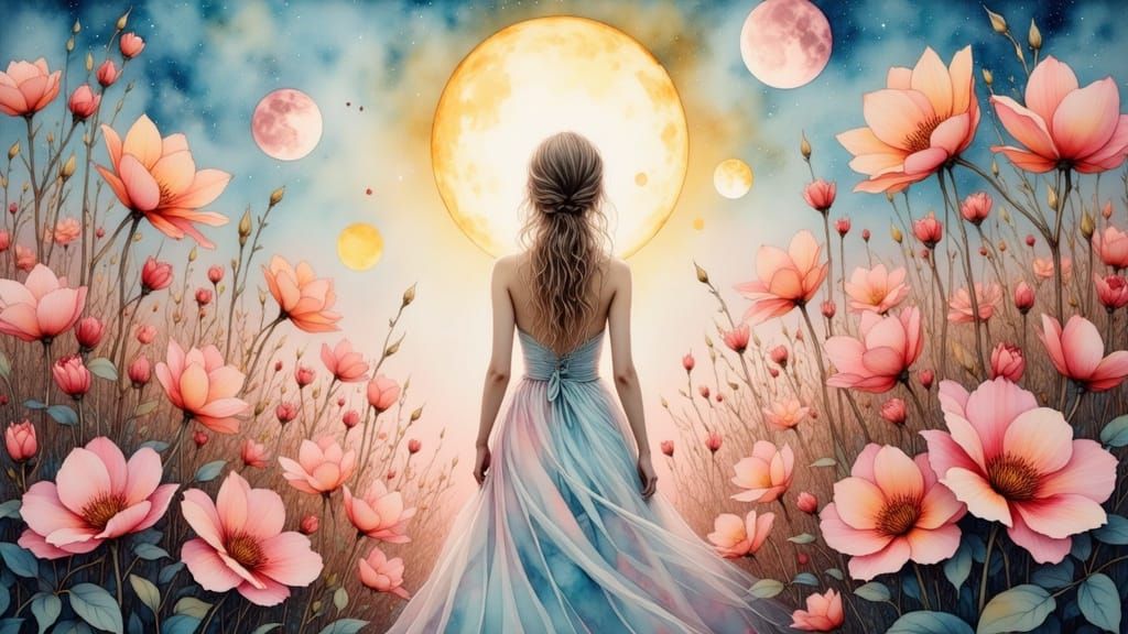 Dreamlike Celestial Garden in Soft Pastel Hues