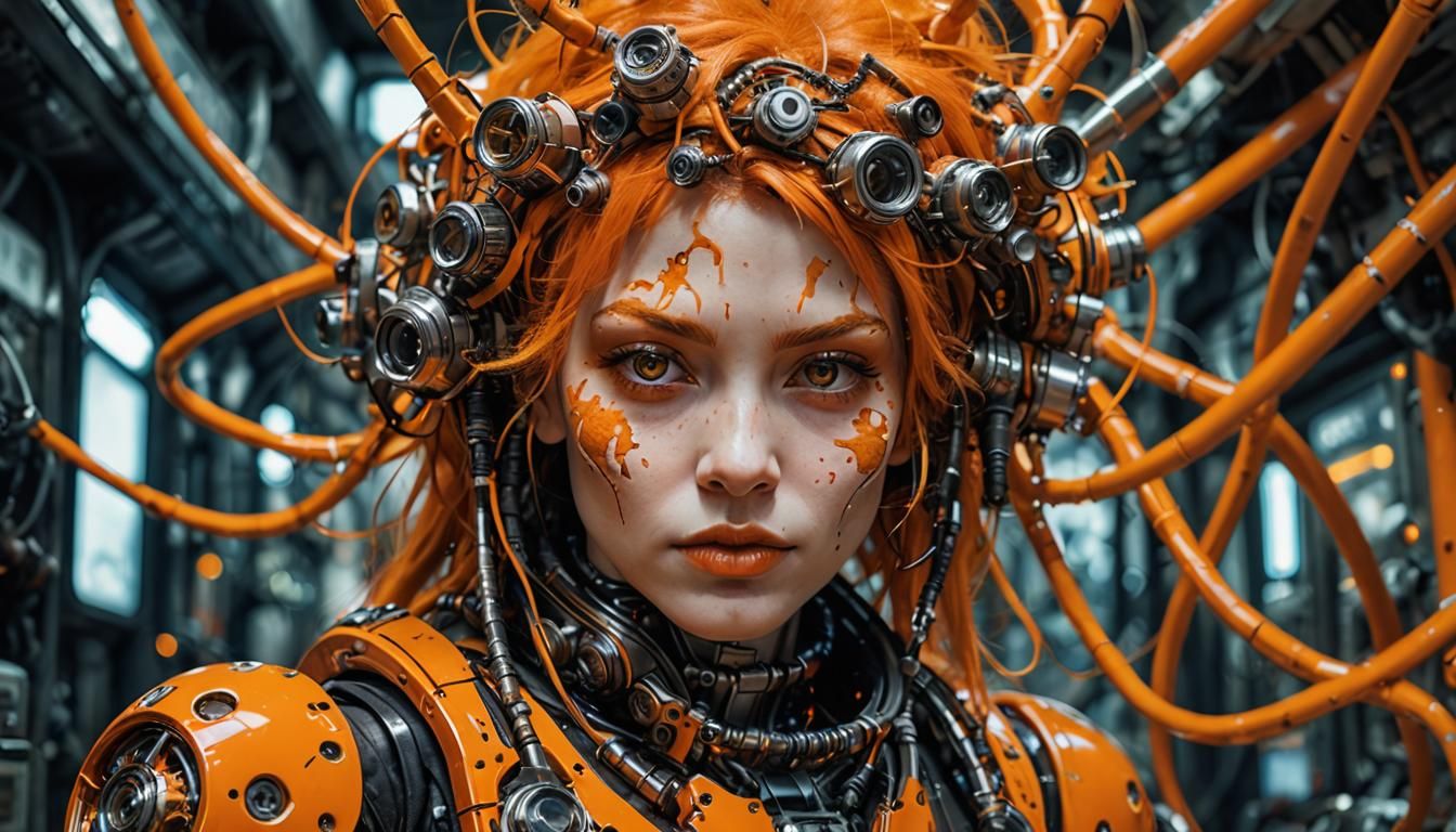 Biopunk Woman on an Orange Alien Planet