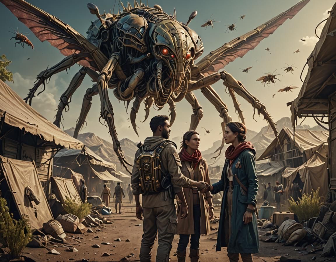 Alien Locusts Provide Aid to Human Refugees