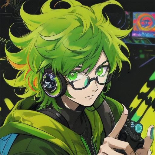 Anime Gamer in Vibrant Digital Pop Art Style